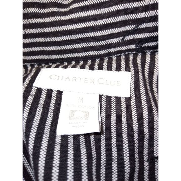 Charter Club Women's Black and White Floral Button Down Shirt Size Medium - Picture 5 of 6